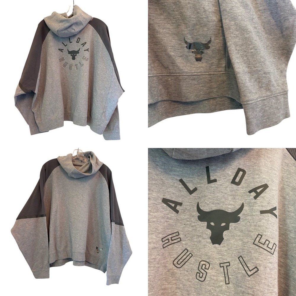 Under Armour Project Rock Hoodie Cowl Neck Oversized All‎ Day Hustle Gray Small